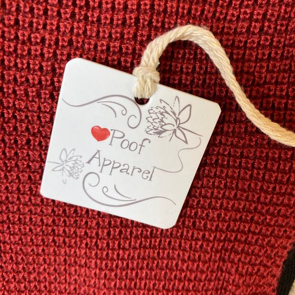 Poof Apparel Colorblock Sweater Women L Red Mock Neck Waffle Knit Sportswear NEW - Picture 4 of 11